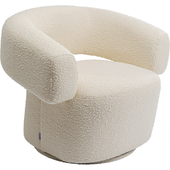 Snurrfåtölj bouclé creme 87×76×71 cm