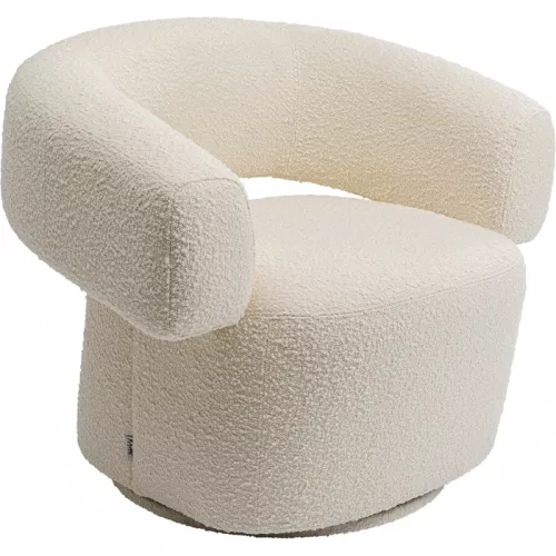 Snurrfåtölj bouclé creme 87×76×71 cm
