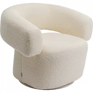 Snurrfåtölj bouclé creme 87×76×71 cm