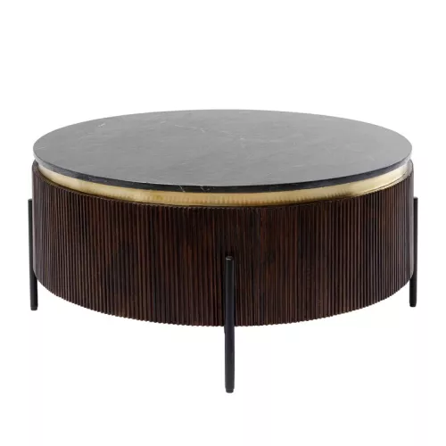 Soffbord Catrine - Trä/Marmor Ø90cm