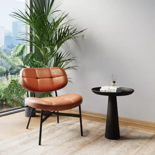 Sidobord Platå Rund Svart