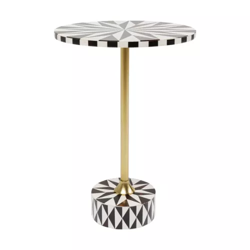 Sidobord Fun Geometry - Mörkbrun/Vit Ø40cm