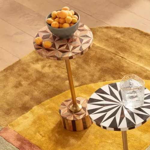 Sidobord Fun Geometry - Brun Ø40cm