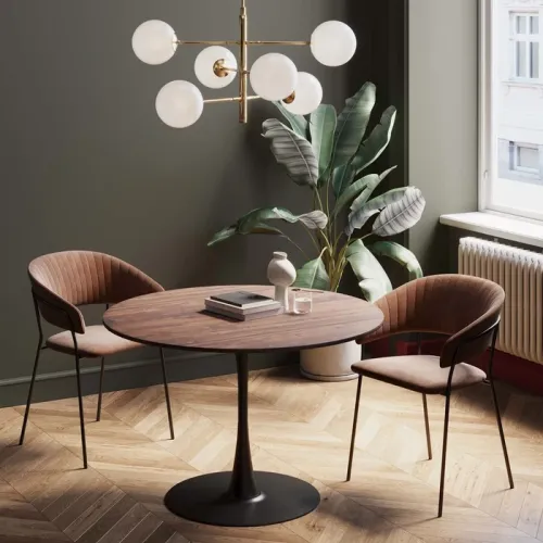 Matbord Schickeria valnöt/svart Ø110 cm
