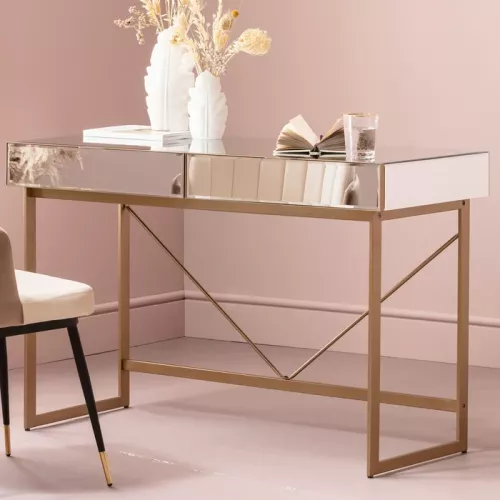 Skrivbord spegelglas/guld 120×50 cm