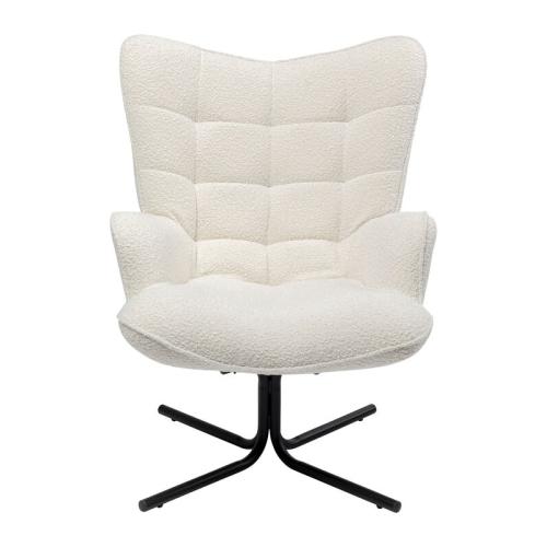 Snurrfåtölj Oscar - Vit/Teddy