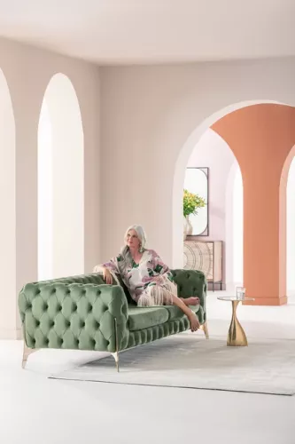 Soffa Fager - Grön/Mässing