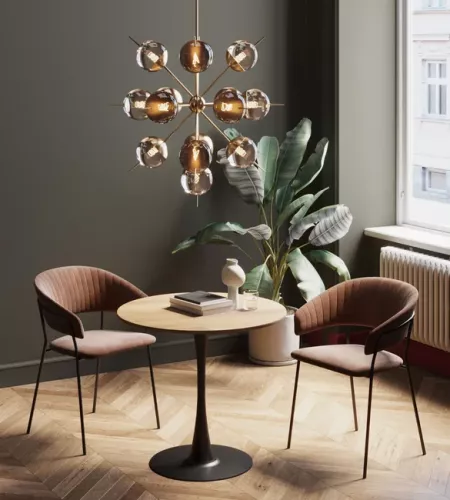 Matbord Stockholm - Ek/Svart Ø80cm