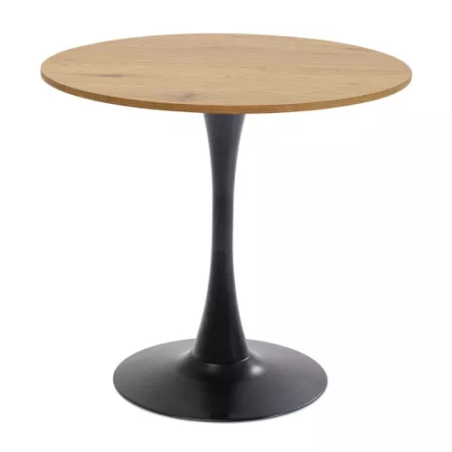 Matbord Stockholm - Ek/Svart Ø80cm