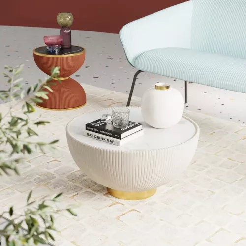 Soffbord Modern Retro - Vit Ø71cm