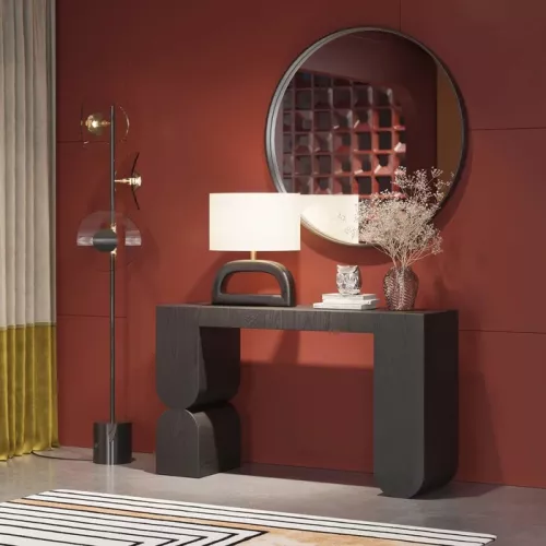 Konsolbord – Svart Eschfanér, 120x76 cm