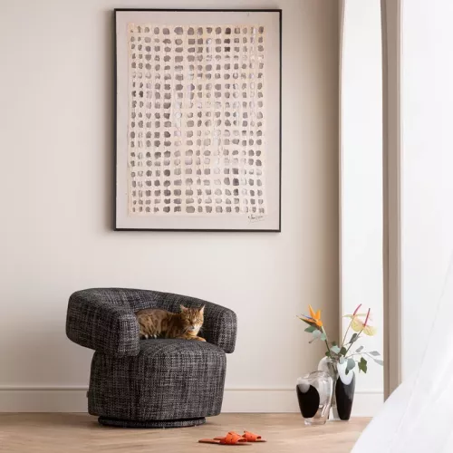 Snurrfåtölj Maye Bow – Grå