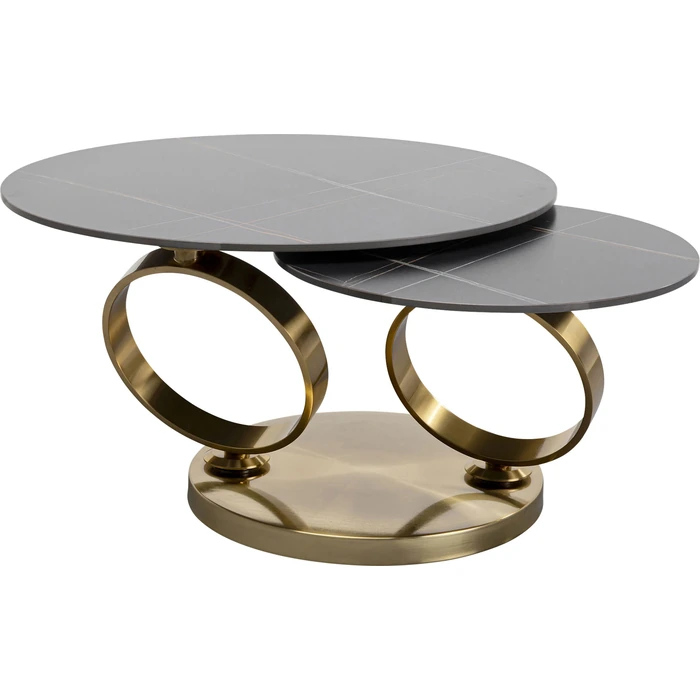 Soffbord Keramik & Metall – Guld, 133×80 cm