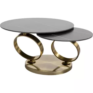 Soffbord Keramik & Metall – Guld, 133×80 cm