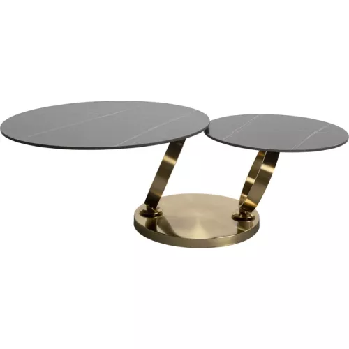 Soffbord Keramik & Metall – Guld, 133×80 cm