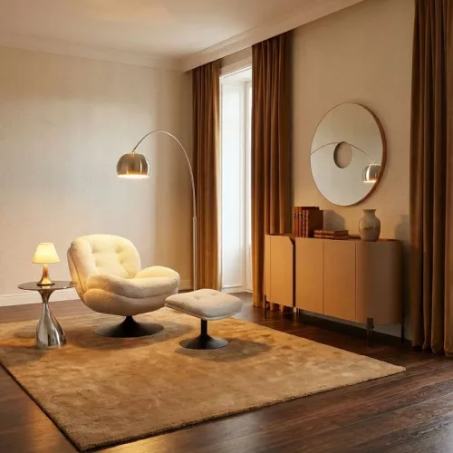 Snurrfåtölj Med Pall Standford