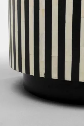 Sidobord Fun Stripes - Svart/Vit Ø40cm