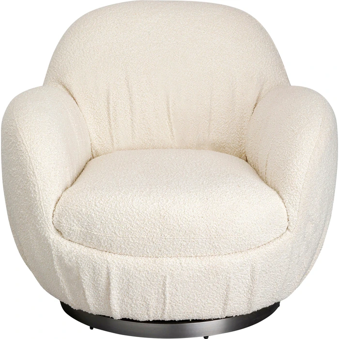 Snurrfåtölj Nube bouclé offwhite, Vit, mått 90 x 88 x 77 cm, i huvudvy