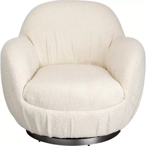 Snurrfåtölj Nube bouclé offwhite, Vit, mått 90 x 88 x 77 cm, i huvudvy