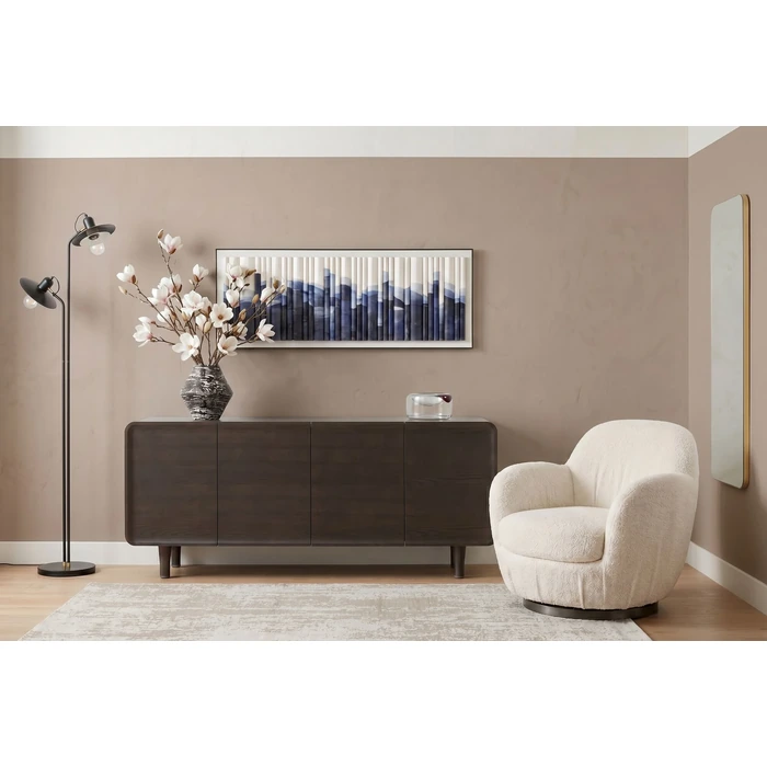 Snurrfåtölj Nube bouclé offwhite, Vit, mått 90 x 88 x 77 cm, placerad i rumsmiljö