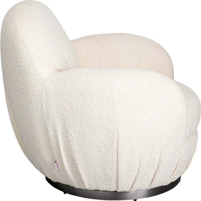 Snurrfåtölj Nube bouclé offwhite, Vit, mått 90 x 88 x 77 cm, sedd från sidan