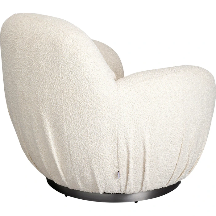 Snurrfåtölj Nube bouclé offwhite, Vit, mått 90 x 88 x 77 cm, sedd bakifrån