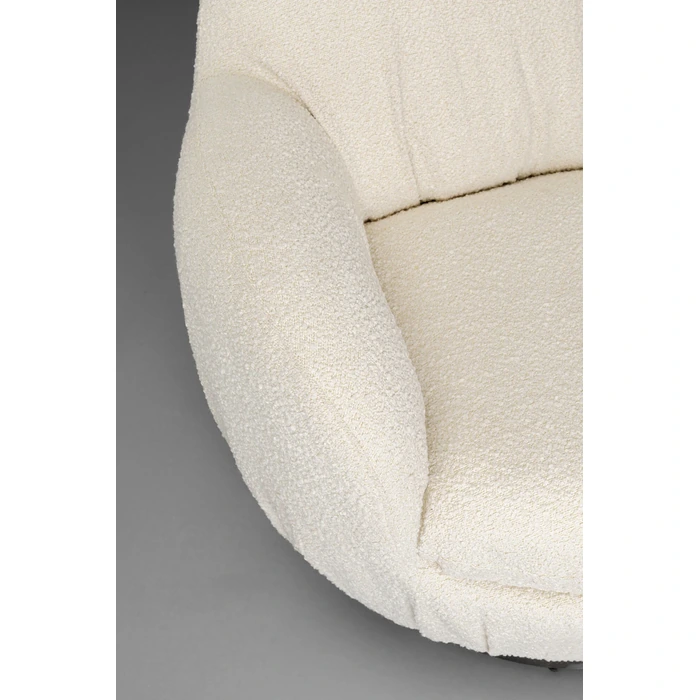 Snurrfåtölj Nube bouclé offwhite, Vit, mått 90 x 88 x 77 cm, med fokus på sits och rygg
