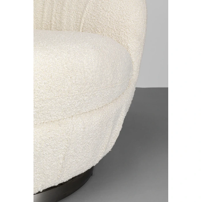 Snurrfåtölj Nube bouclé offwhite, Vit, mått 90 x 88 x 77 cm, med fokus på material och ytstruktur