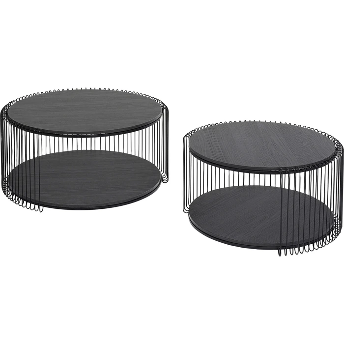 Soffbord Wire Double svart, 2 delar