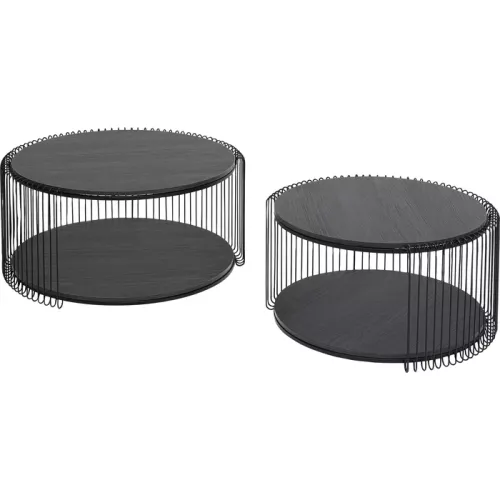 Soffbord Wire Double svart, 2 delar