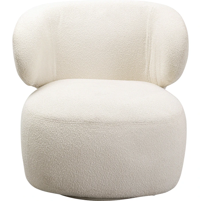Snurrfåtölj bouclé creme 77×80×81 cm