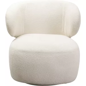 Snurrfåtölj bouclé creme 77×80×81 cm