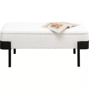 Förvaringsbänk bouclé vit 101 cm
