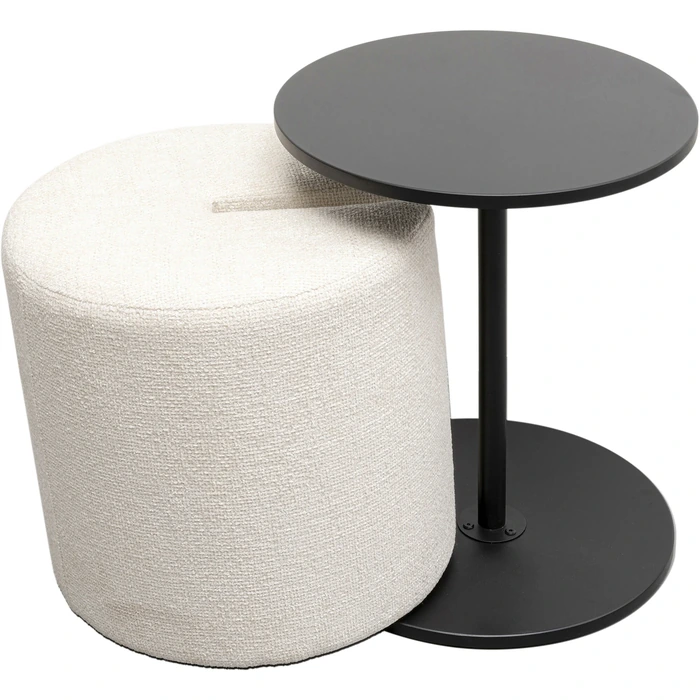 Sittpuff med bord rund vit 35×60 cm
