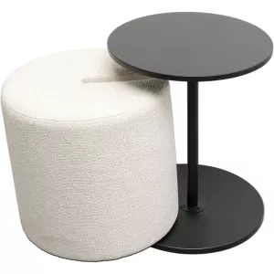 Sittpuff med bord rund vit 35×60 cm