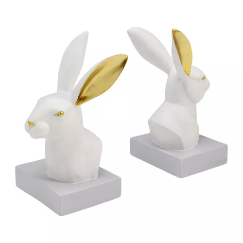 Bokstöd Kanin - Vit/Guld