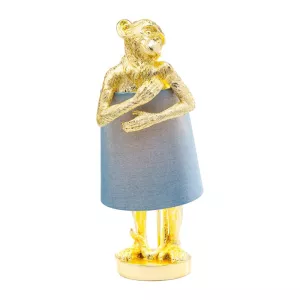 Bordslampa Animal Monkey - Apa, Guld/Blå