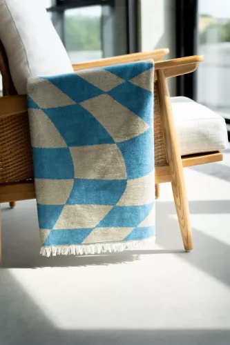 Pläd Checker Blue Green 170x130cm