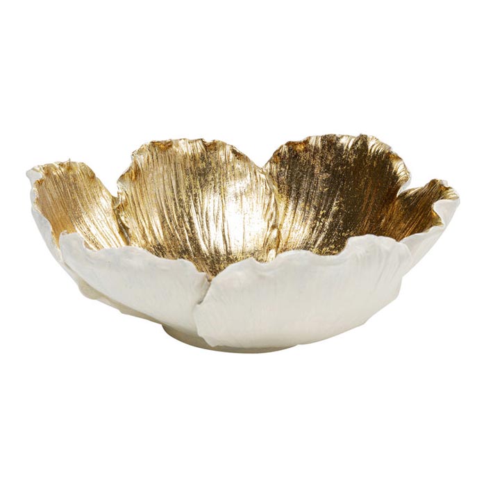 Dekor Skål Blomster | Vit/Guld Ø25cm