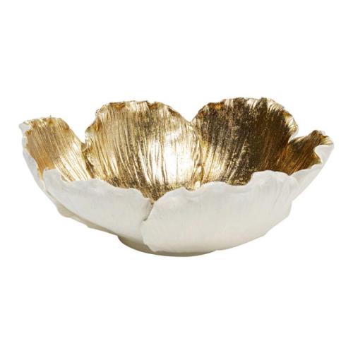 Dekor Skål Blomster | Vit/Guld Ø25cm