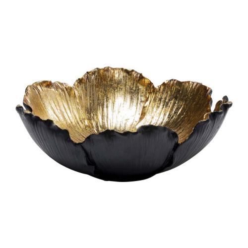 Dekor Skål Blomster | Svart/Guld Ø25cm