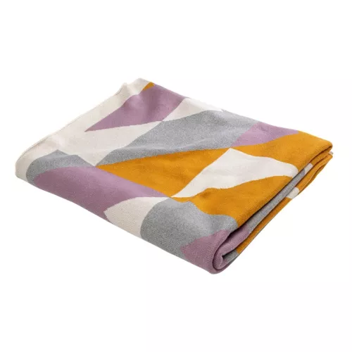 Pläd Triangel - Gul/Lila, 200x150cm
