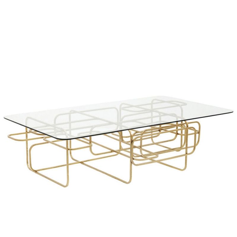 Soffbord | glasbord Linate mässing