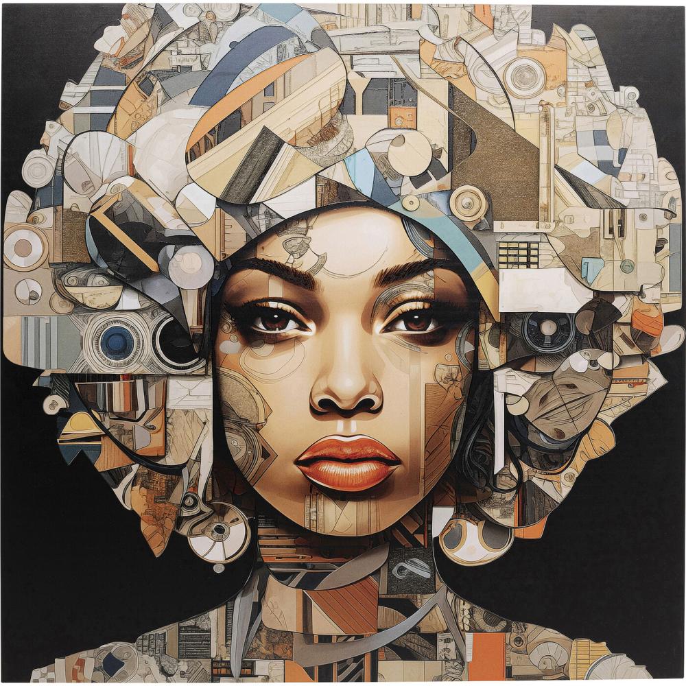 Glastavla 3D Art Geo Woman 80x80cm