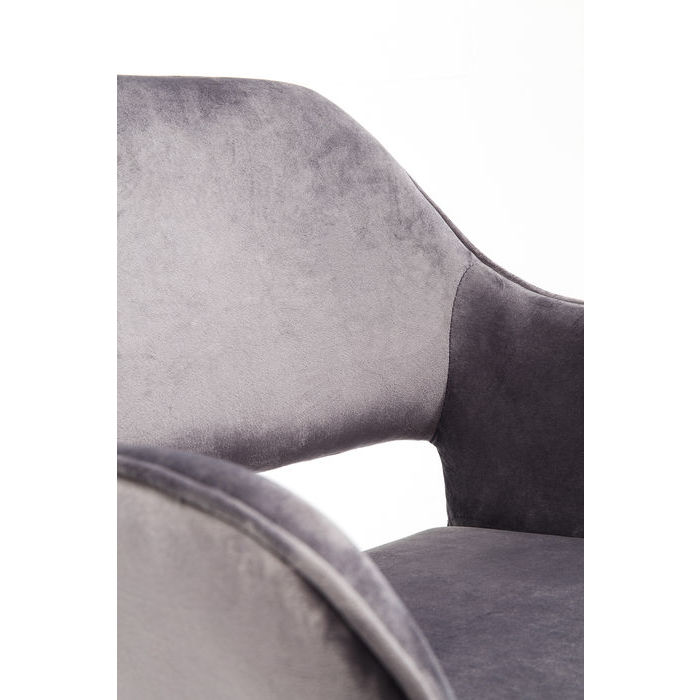 Elegant grå matstol med bekvämt rygg- och armstöd