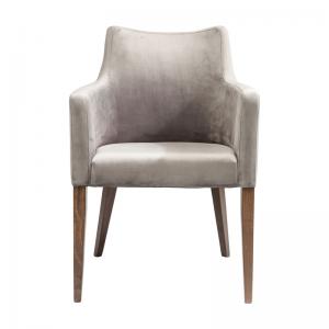 Karmstol Lounge Sammet Grå