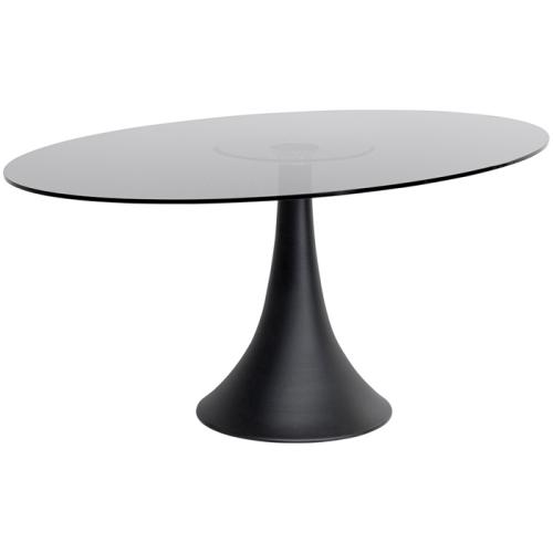 Matbord Grande Possibilita Oval - Svart glas - 180x120cm