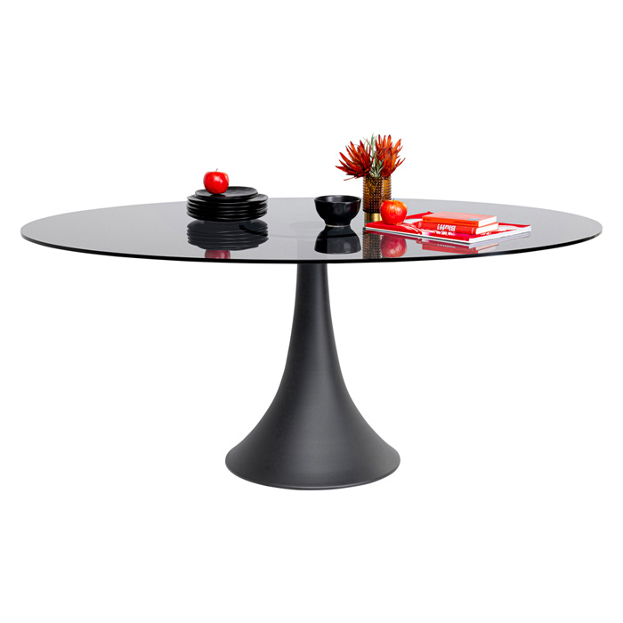 Matbord Grande Possibilita Oval - Svart glas - 180x120cm