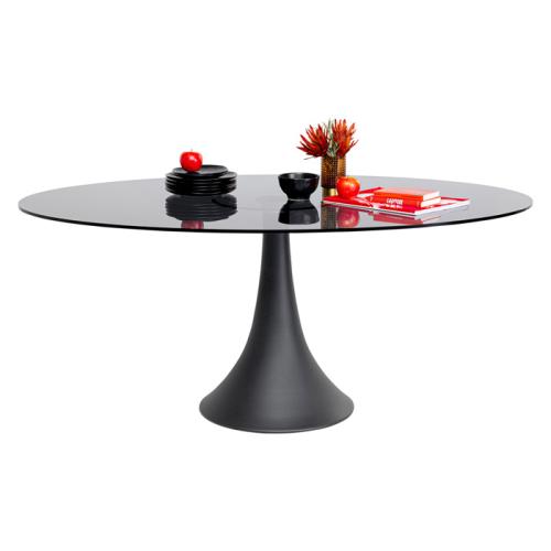 Matbord Grande Possibilita Oval - Svart glas - 180x120cm