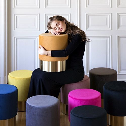 Sittpuff | pall Grå sammet silver